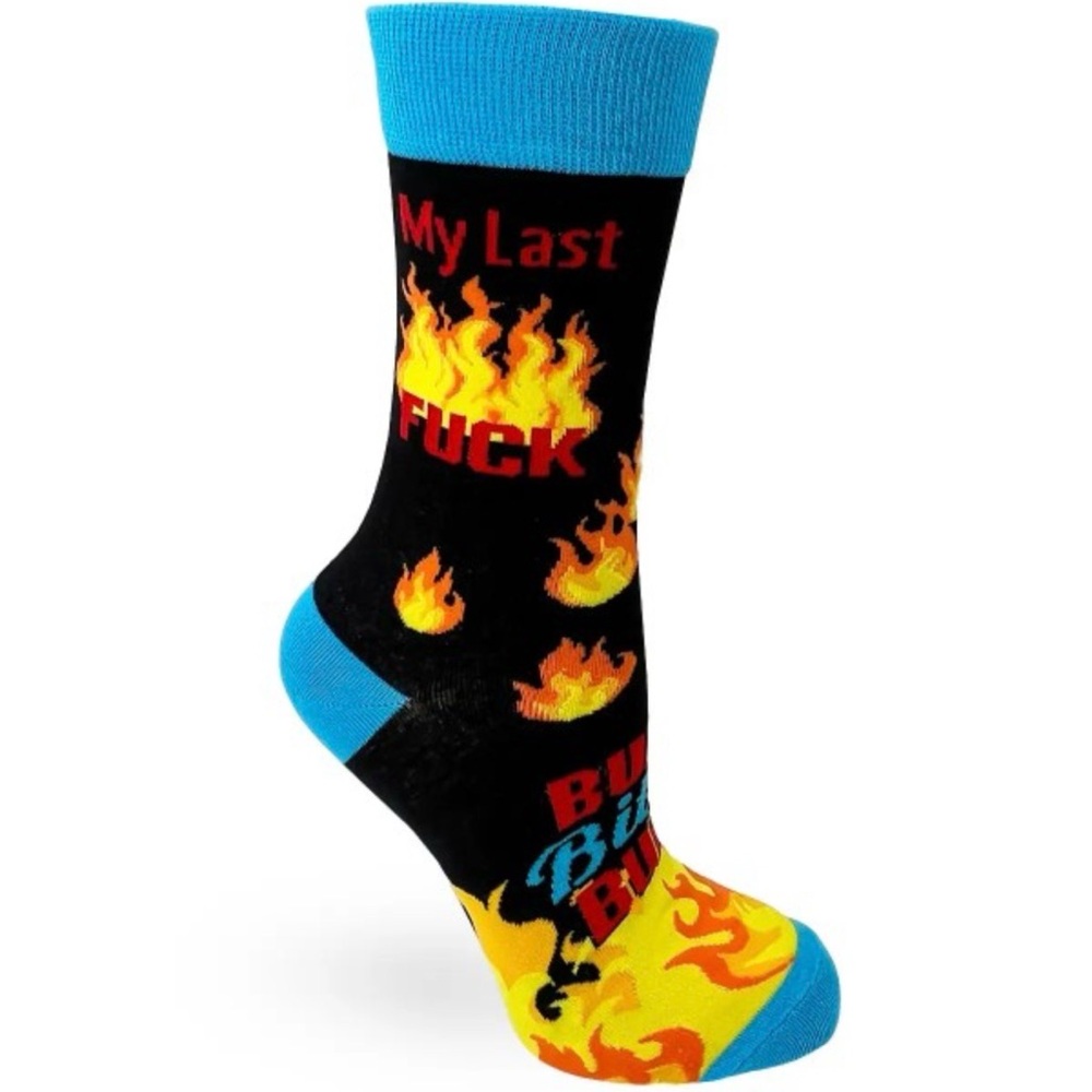 •My Last F*ck: Burn, Baby, Burn• Funny Novelty Crew Socks - Picture 3 of 3